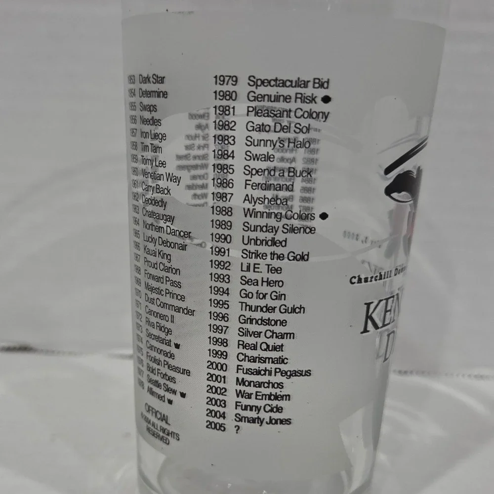 2005 Kentucky Derby 131 Mint Julep Glass Churchill Downs Winners List 5.25 inch